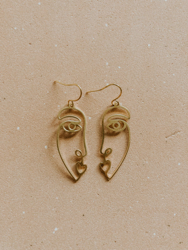 Brass Picasso Earring