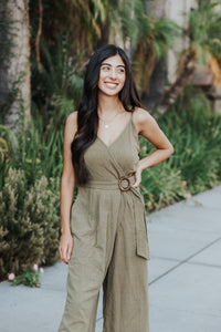 Olive Jumpsuit with Buckle