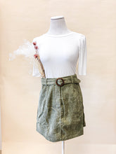 Load image into Gallery viewer, Olive Belted Courduroy Skirt