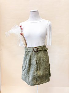 Olive Belted Courduroy Skirt