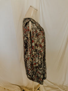Grey Blossom Velvet Dress