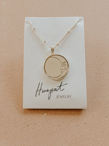 Gold Moon Face Pendant