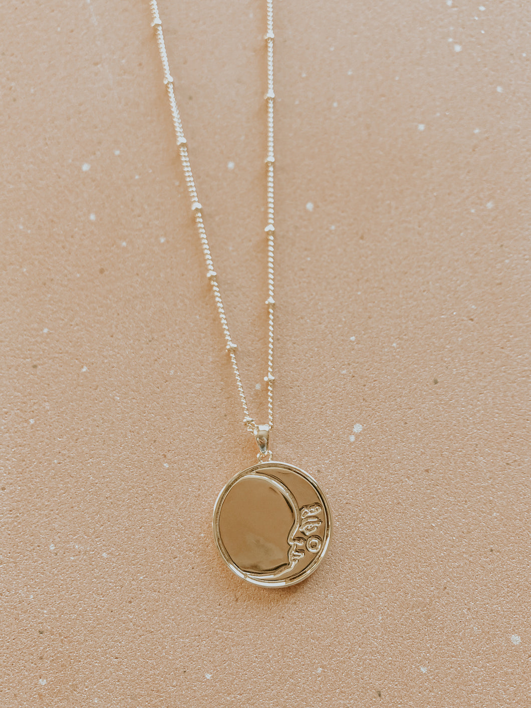 Gold Moon Face Pendant