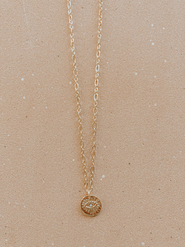 Opal Evil Eye Coin Necklace