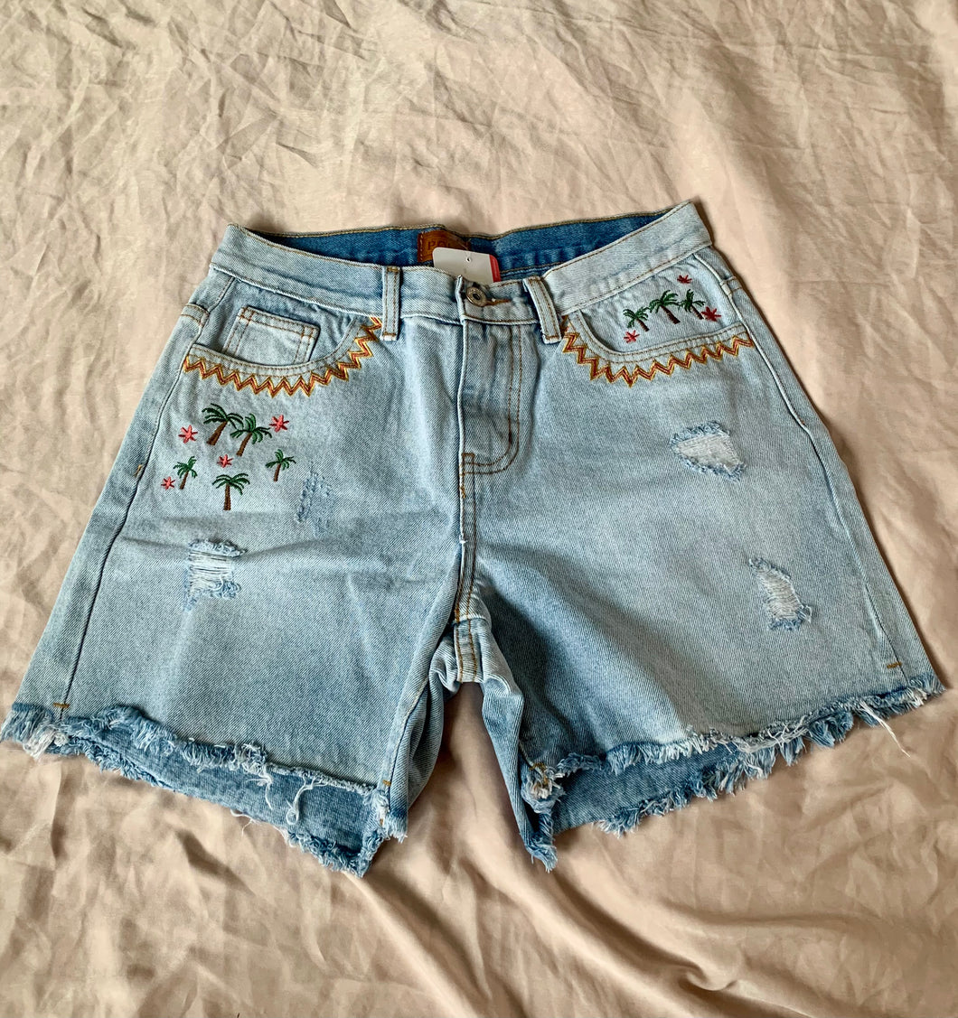 Palm Paradise Denim Short
