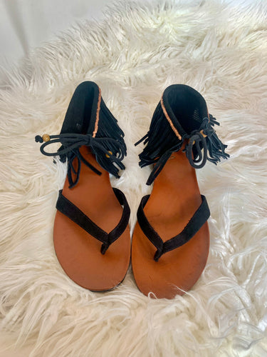 Black Fringe Sandal