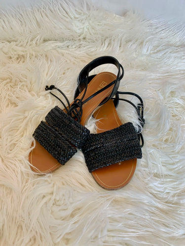 Jade Black Flat Sandal