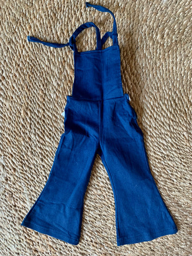 Girls' Denim Bellbottom Jumpsuit