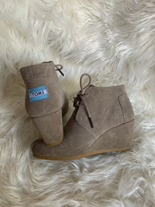 TOMS Tan Wedged Bootie
