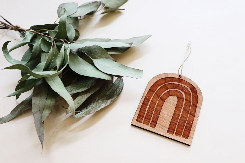 Modern Rainbow Wood Ornament